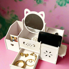 Cat Ear Makeup Organizer With mobile holder