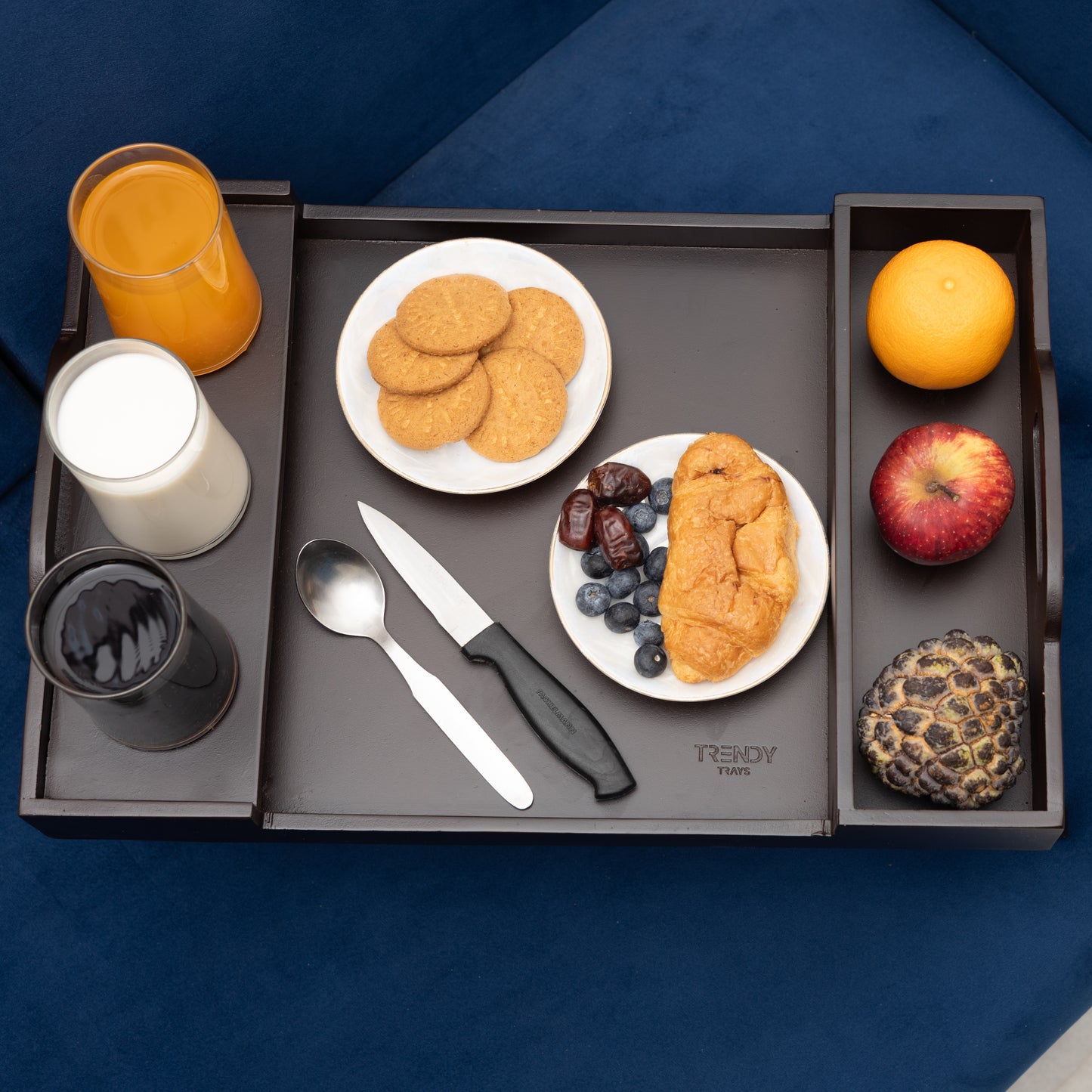 Breakfast Tray With 3 Glass & Bowl Holder