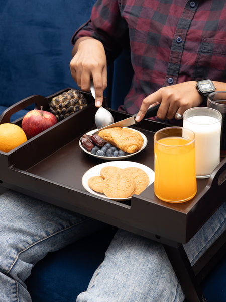Breakfast Tray With 3 Glass & Bowl Holder