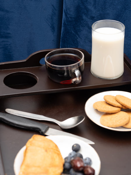 Breakfast Tray With 3 Glass & Bowl Holder