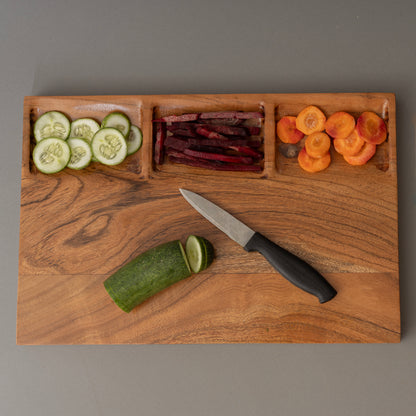 Reversible Cutting Board with  3 storage Compartment