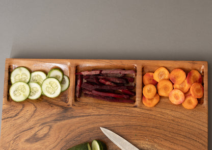 Reversible Cutting Board with  3 storage Compartment