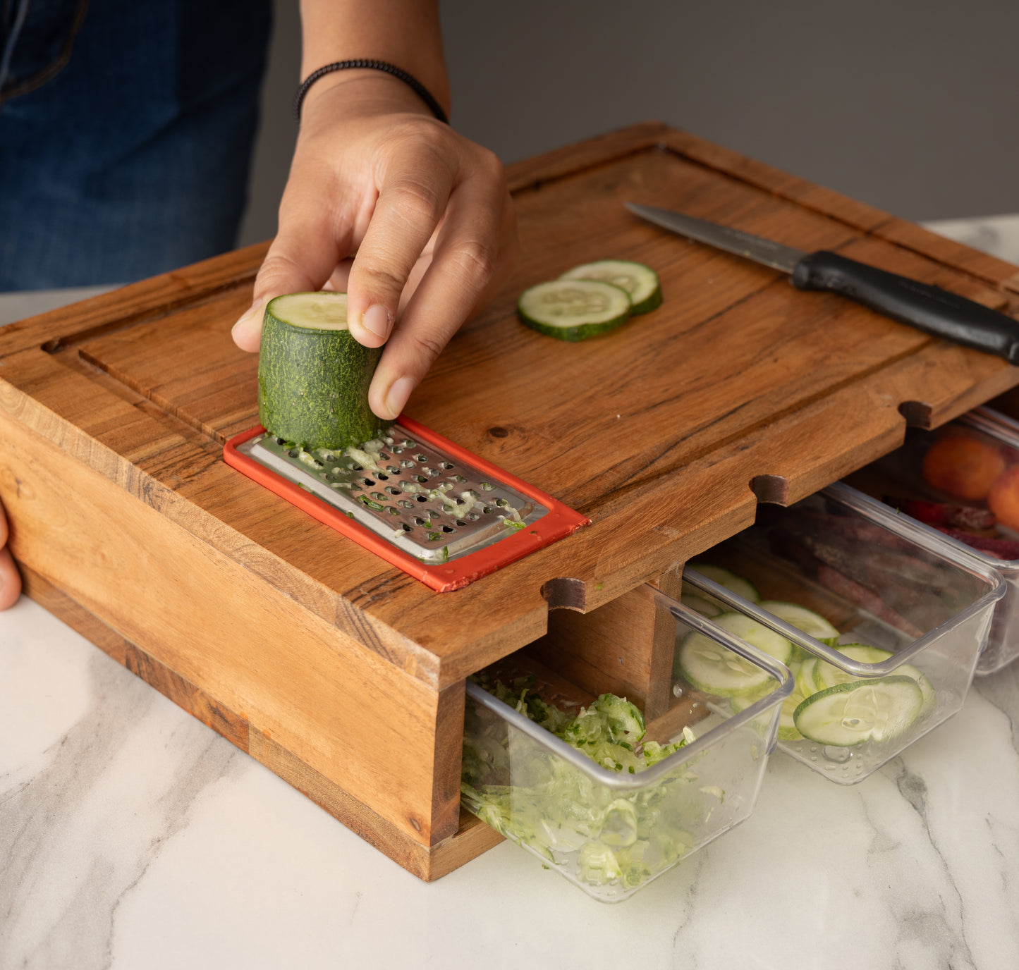 Chopping Board with 4 Drawer Storage