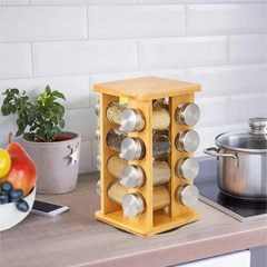 16 Jar Warner Revolving Spice Rack Organizer with Lift & Pour Caps