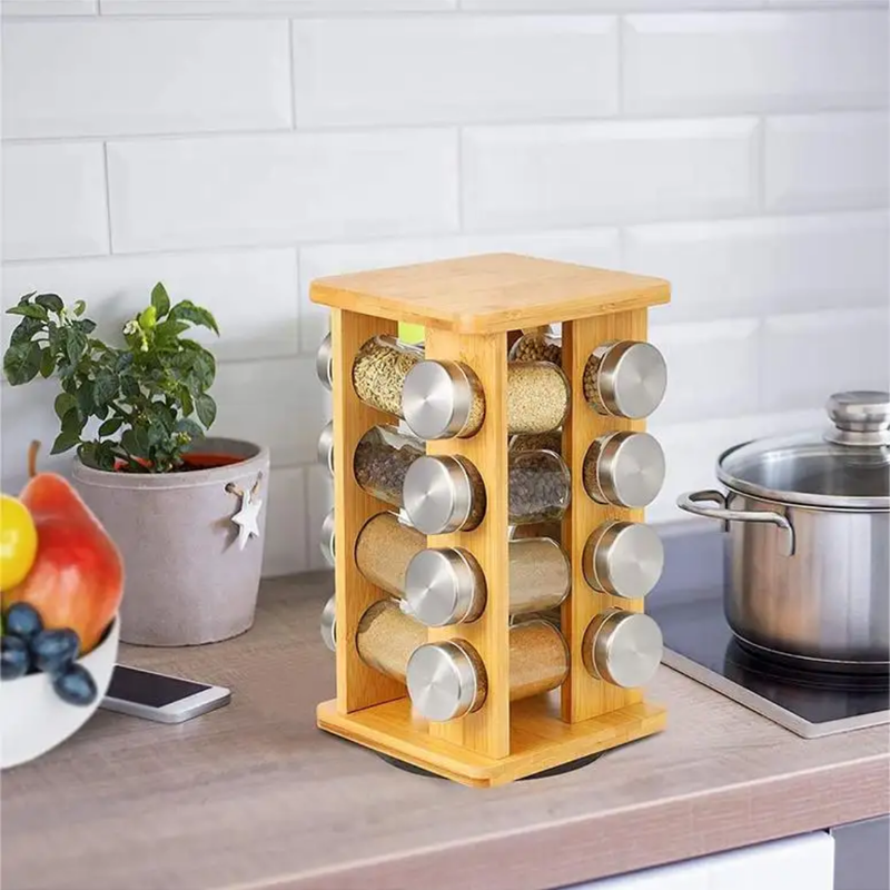 16 Jar Warner Revolving Spice Rack Organizer with Lift & Pour Caps