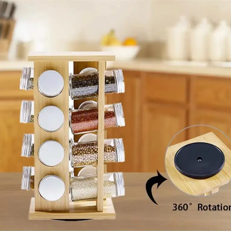 16 Jar Warner Revolving Spice Rack Organizer with Lift & Pour Caps