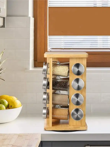 16 Jar Warner Revolving Spice Rack Organizer with Lift & Pour Caps
