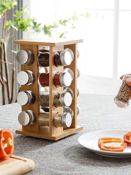 16 Jar Warner Revolving Spice Rack Organizer with Lift & Pour Caps