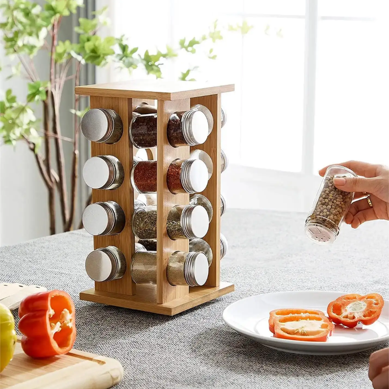 16 Jar Warner Revolving Spice Rack Organizer with Lift & Pour Caps