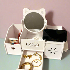 Cat Ear Makeup Organizer With mobile holder