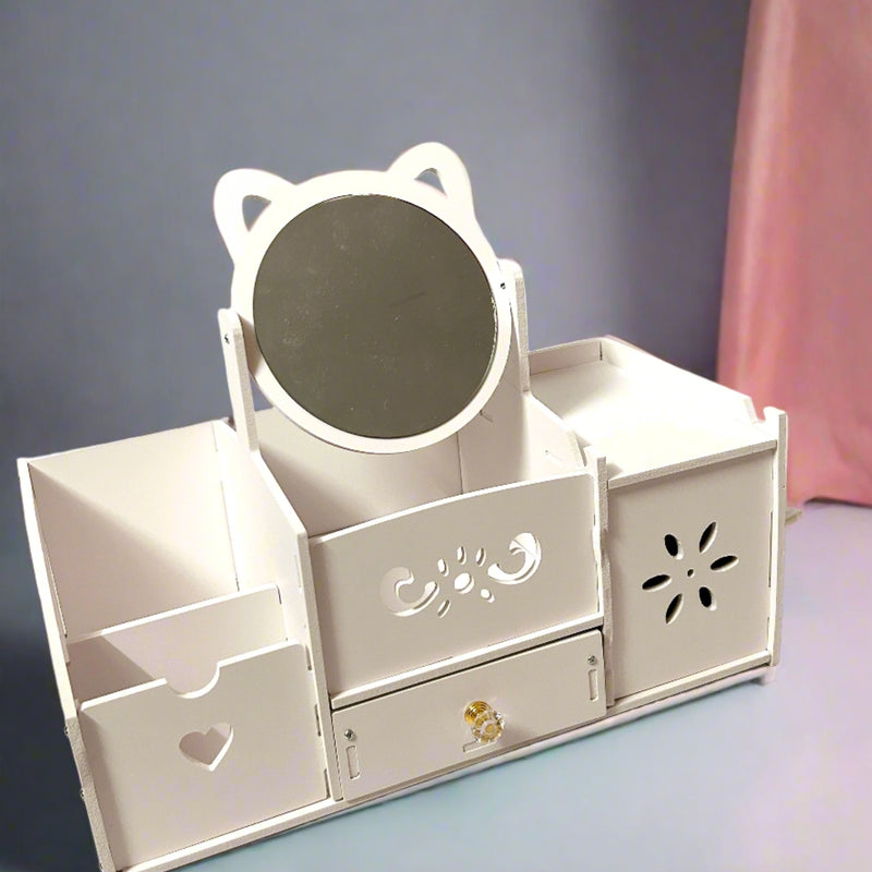 Cat Ear Makeup Organizer With mobile holder