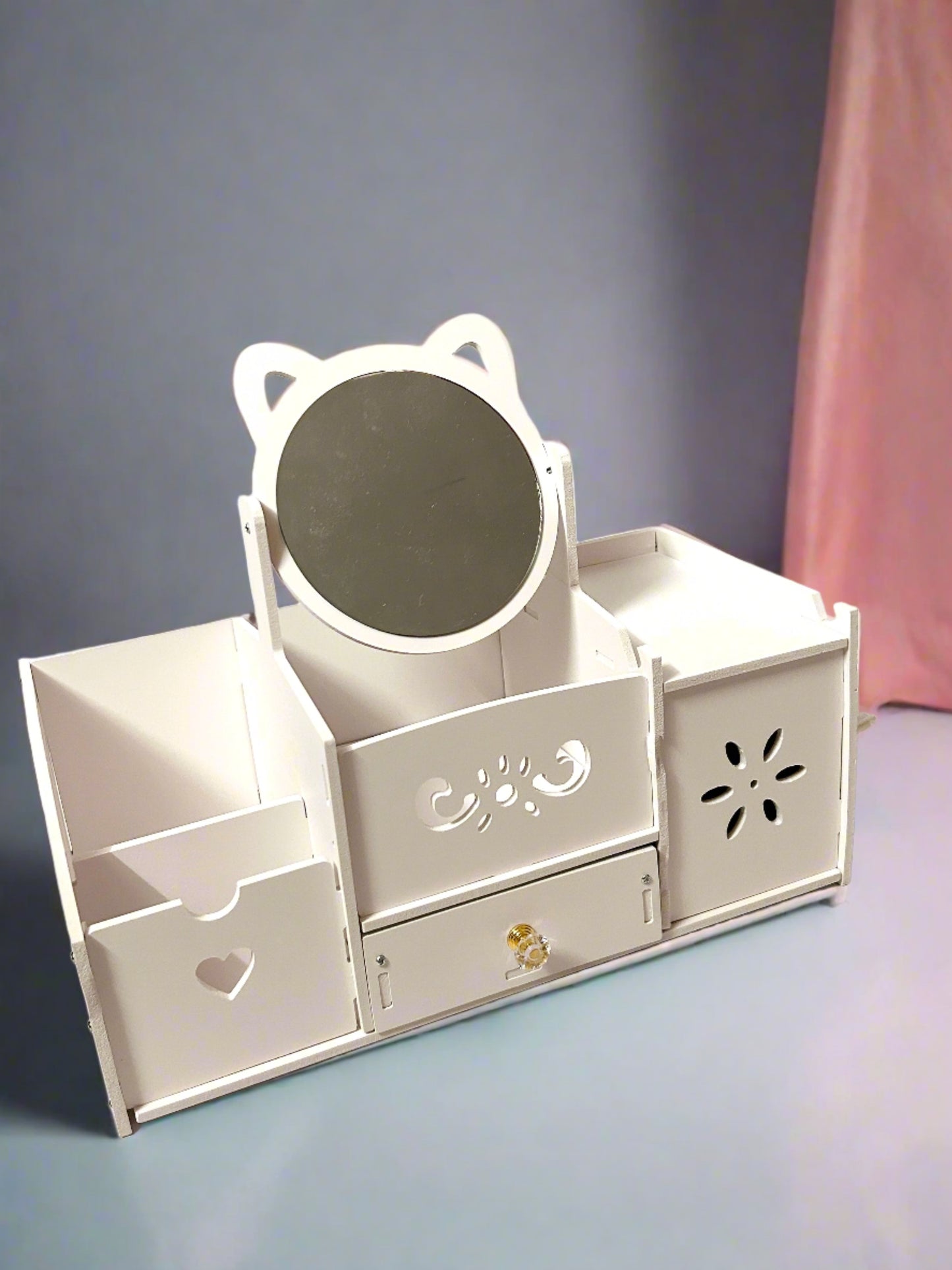 Cat Ear Makeup Organizer With mobile holder