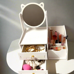 Cat Ear's  Mirror Cosmetic Box - Medium