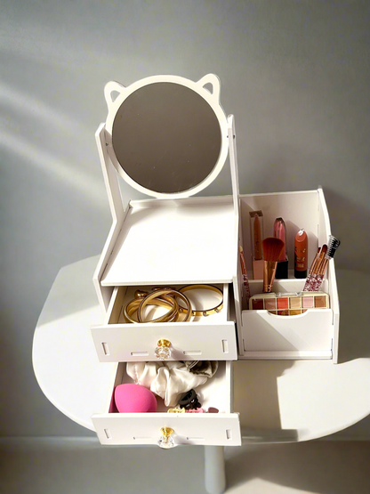 Cat Ear's  Mirror Cosmetic Box - Medium