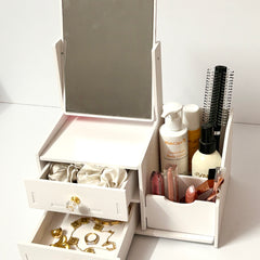 Square Mirror Cosmetic Organizer - Medium
