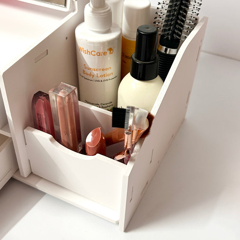 Square Mirror Cosmetic Organizer - Medium