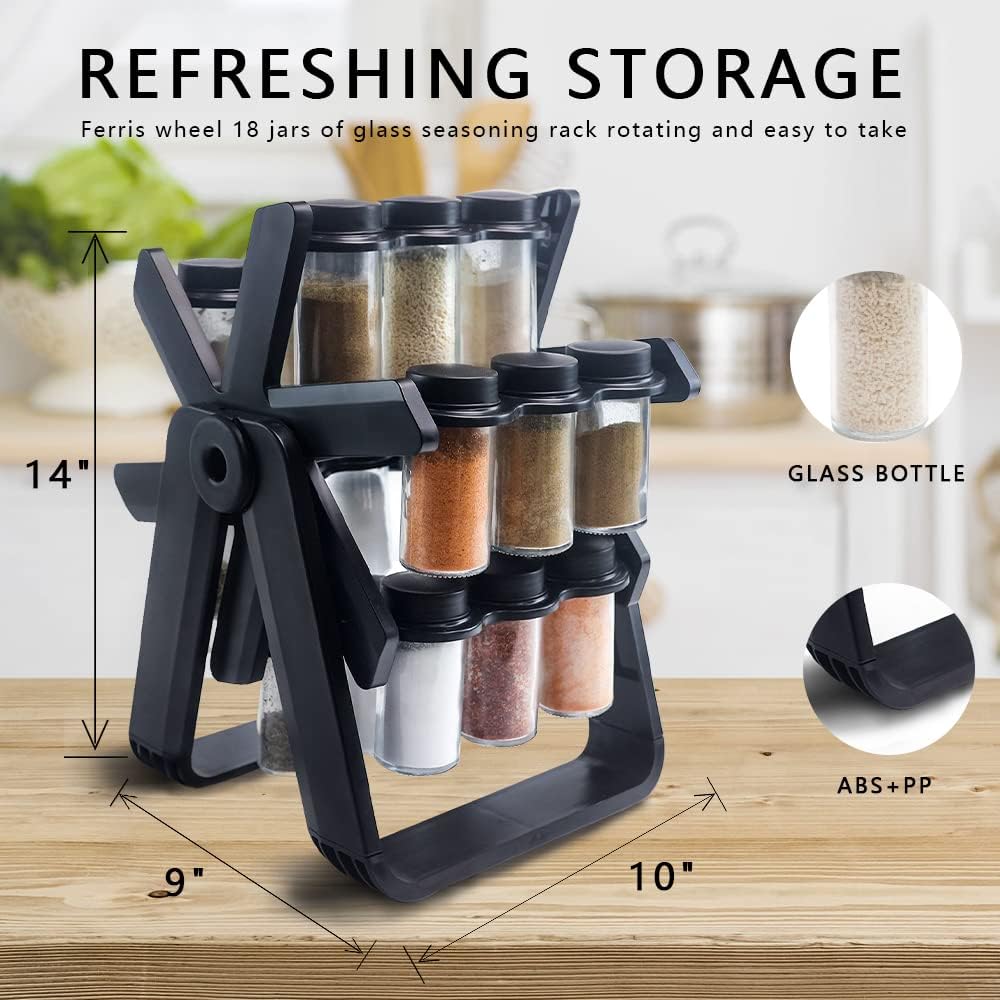 Kitchen Spice Organizer with 18 Bottles