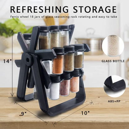 Kitchen Spice Organizer with 18 Bottles