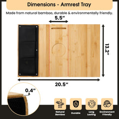 Sofa Armrest Tray With Side Pockets Holders
