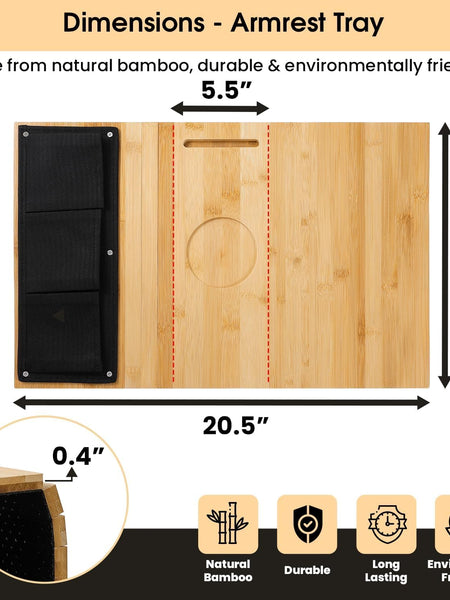 Sofa Armrest Tray With Side Pockets Holders