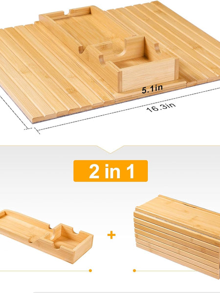Bamboo Sofa Armrest Tray - Detachable