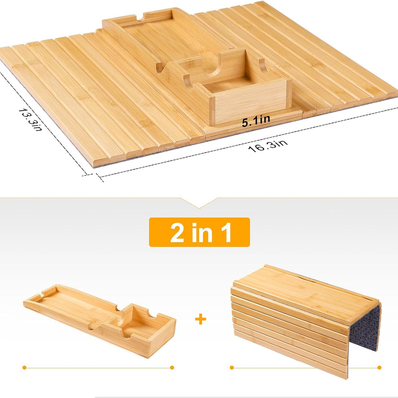 Bamboo Sofa Armrest Tray - Detachable