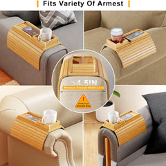 Bamboo Sofa Armrest Tray - Detachable