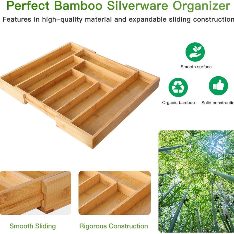 Trendy Trays Bamboo Expandable Drawer Organizer