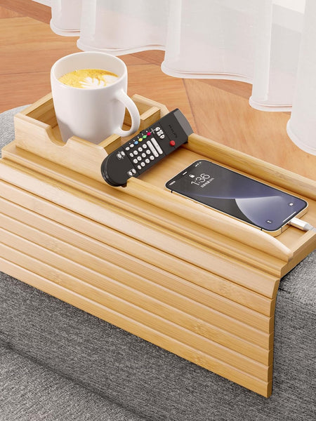 Bamboo Sofa Armrest Tray - Detachable