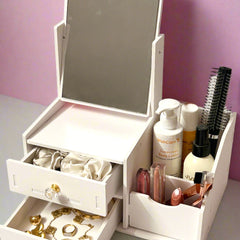 Square Mirror Cosmetic Organizer - Medium