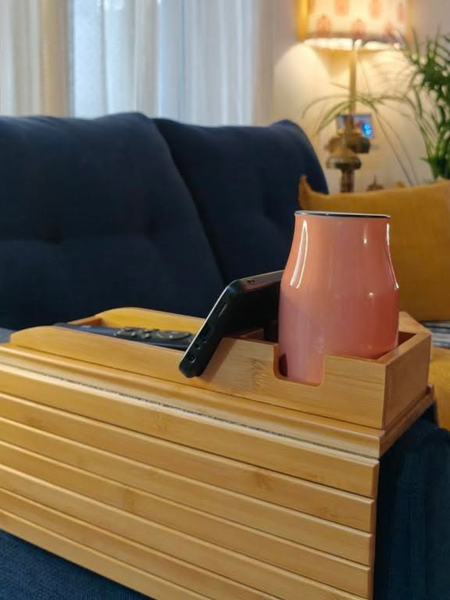 Bamboo Sofa Armrest Tray - Detachable
