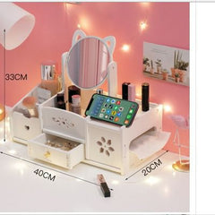 Cat Ear Makeup Organizer With mobile holder