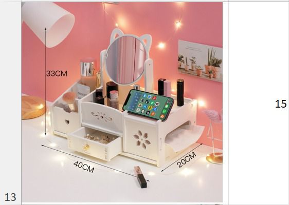 Cat Ear Makeup Organizer With mobile holder